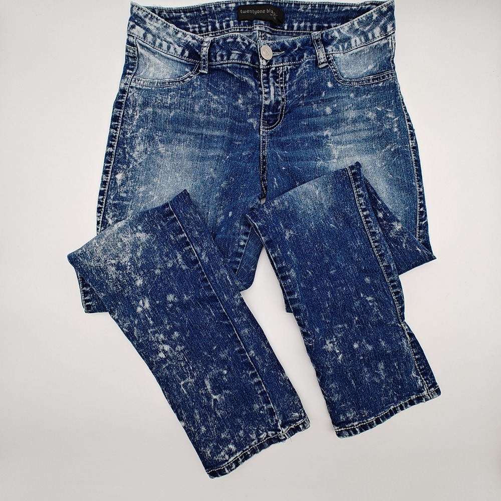 Rue21 Twentyone Black Jeans Womens 9/10‎ Skinny Acid Wash Stretch Denim
